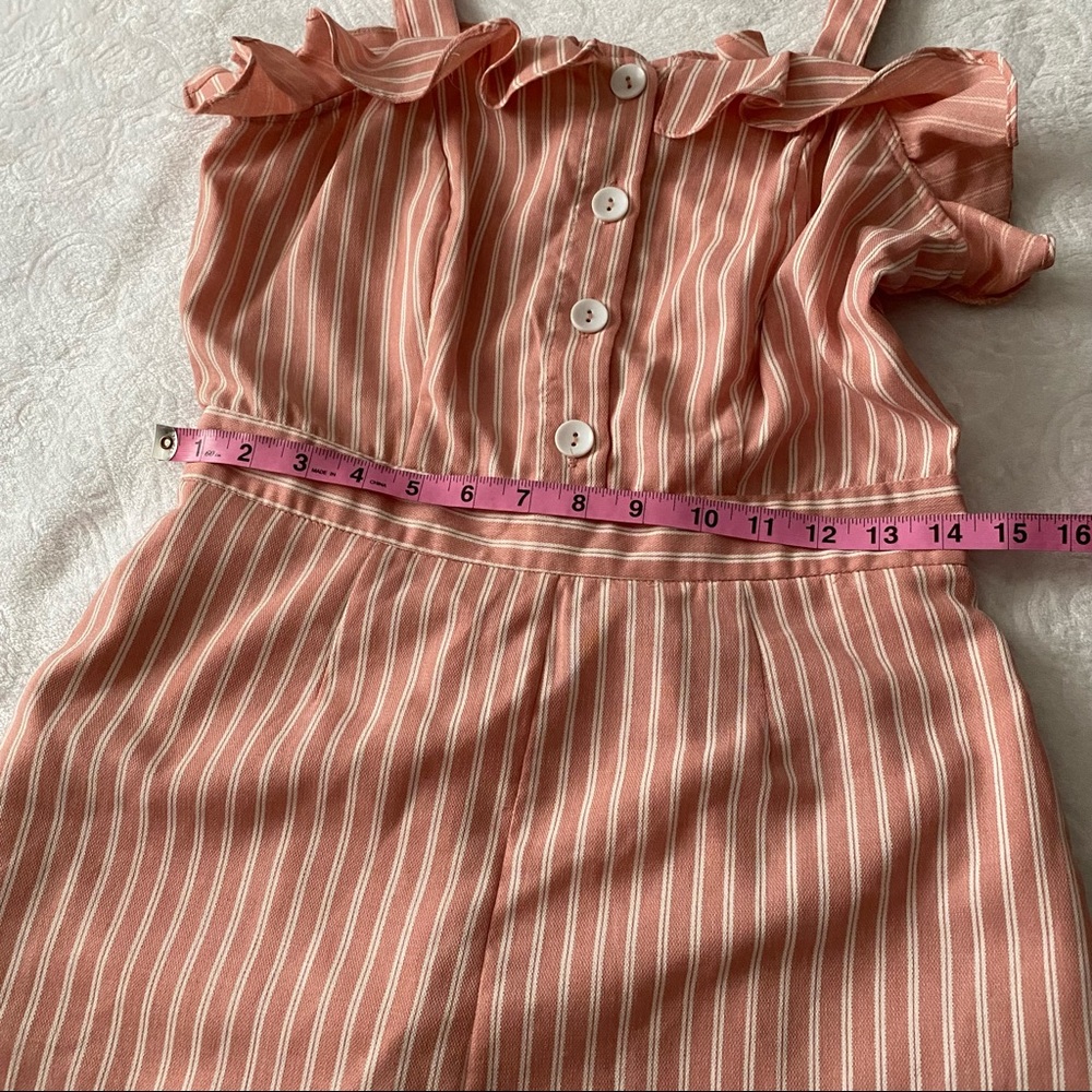 Pink + White Ruffle Chest Romper - Picture 6 of 12